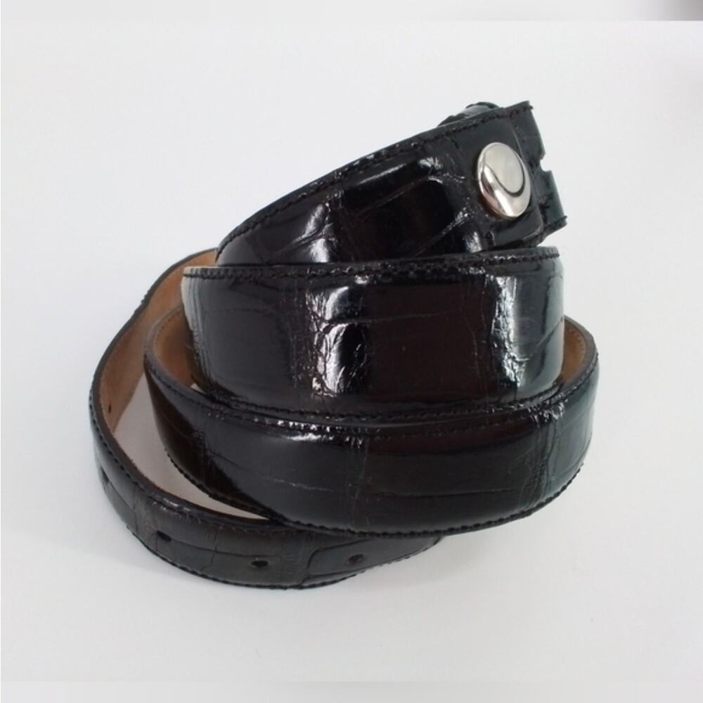 Tardini Genuine American Alligator Belt Strap Black Size 42 Made in Italy